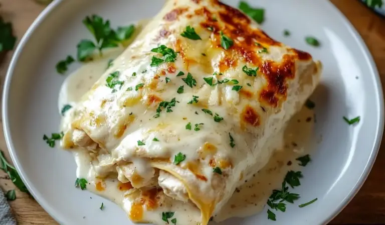 Creamy Chicken Enchiladas with Sour Cream White Sauce – A Perfect Comfort Dish for Beginner Cooks
