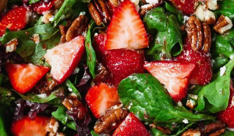 Spinach Strawberry Salad with Pecans Featured