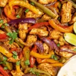 Sheet Pan Chicken Fajitas with roasted peppers and onions