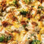 Low Carb Chicken Casserole baked golden with cheese