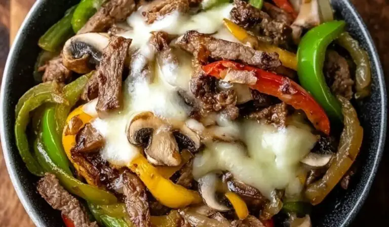 Philly Cheesesteak Bowl with steak and veggies