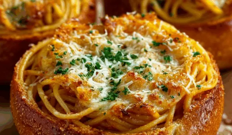 Spaghetti Garlic Bread Bowls featured dish