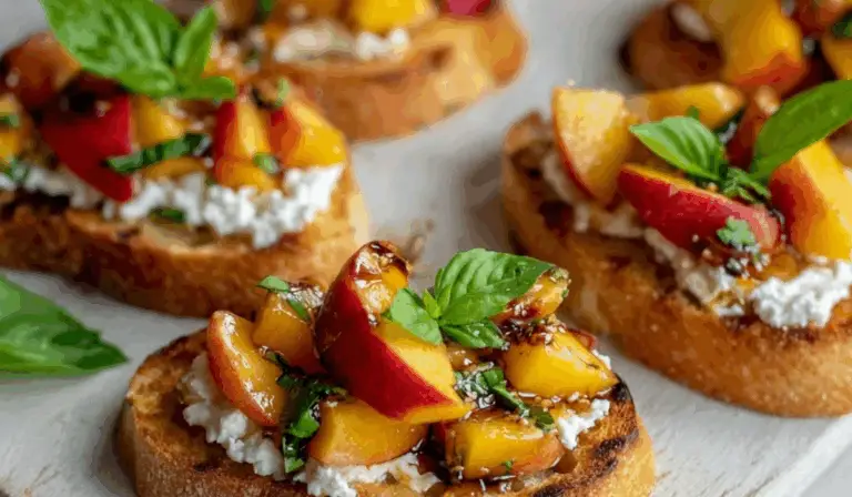 Peach Bruschetta with Whipped Ricotta
