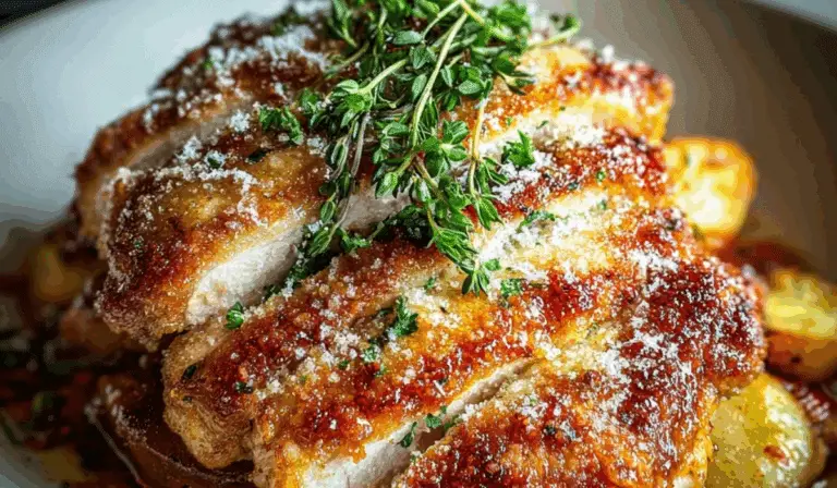 Steakhouse Parmesan Chicken on rustic table