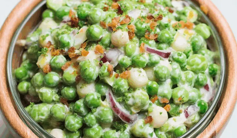Easy English Pea Salad featured bowl