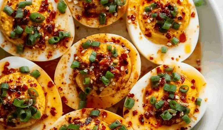 Spicy Chili Garlic Deviled Eggs Platter