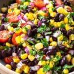 Healthy Corn and Black Bean Salad in a ceramic bowl