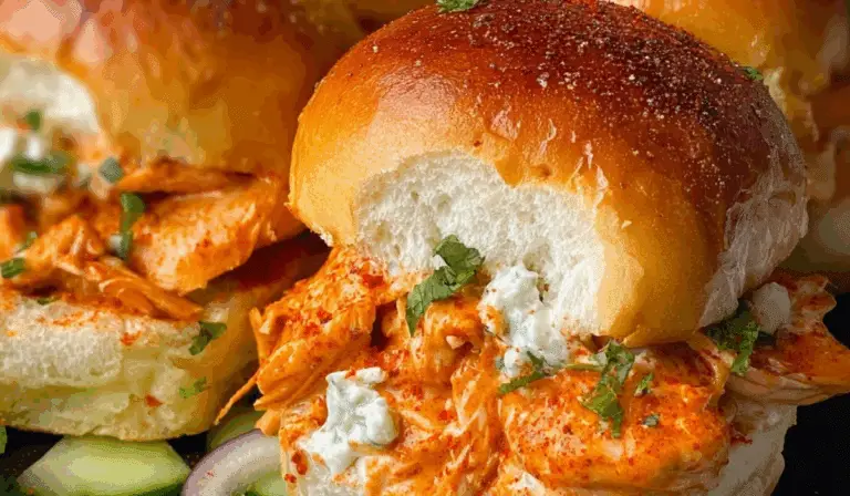 Spicy Buffalo Chicken Sliders on tray
