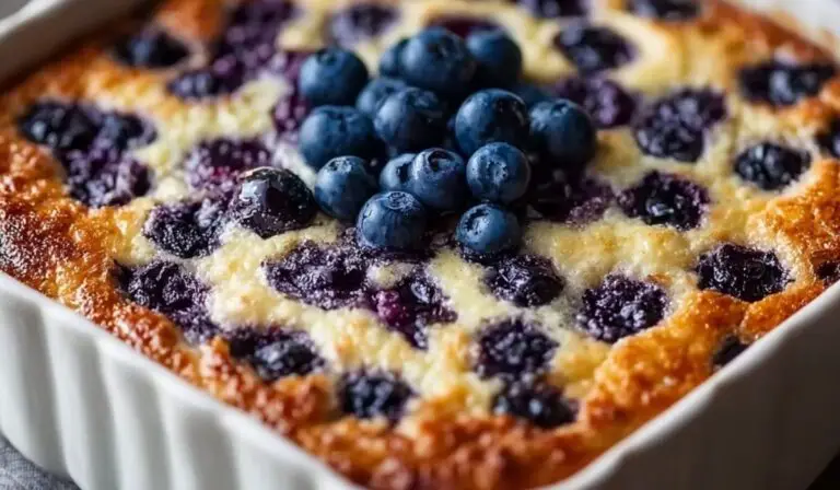 Blueberry Cottage Cheese Breakfast Bake in rustic morning setting