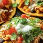 Mexican Rotisserie Chicken Tostadas with toppings