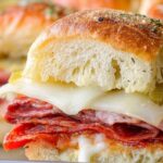 Hot Italian Sub Sliders baked golden with cheese