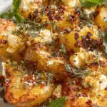 Baked Feta Potatoes with golden crust, fresh herbs, and crumbled feta