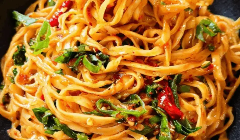 Chilli Garlic Noodles served with chopsticks