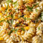 Creamy Street Corn Pasta Salad served in a summer bowl