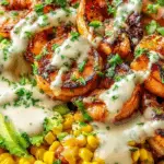 Grilled Shrimp Bowl with Avocado, Corn Salsa & Creamy Sauce