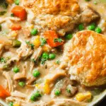 Slow Cooker Chicken Pot Pie with biscuits