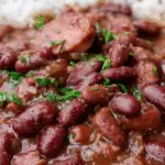 Slow Cooker Cajun Red Beans and Rice served in a rustic bowl