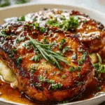 Brown Sugar Pork Chops served on rustic plate