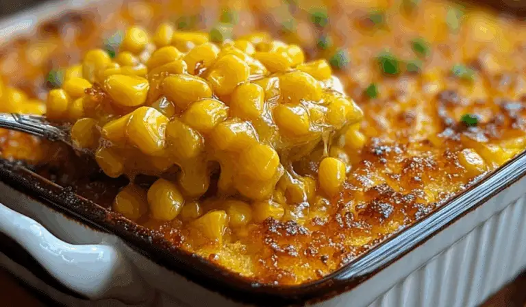 Sweet Harmony Honey-Glazed Corn Casserole in rustic dish