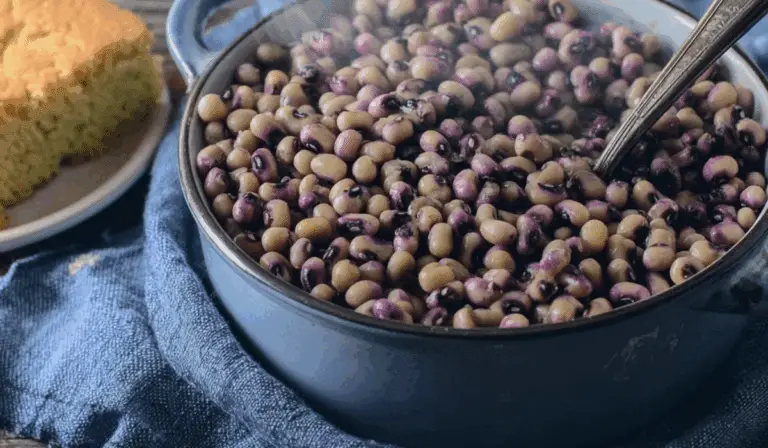 Purple Hull Peas served Southern-style in rustic kitchen