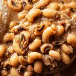 Creamy Southern Black Eyed Peas served with cornbread