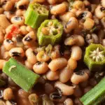 Black Eyed Peas and Okra in cast iron pot