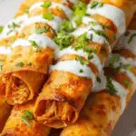 Buffalo Chicken Taquitos crispy appetizer with ranch dip