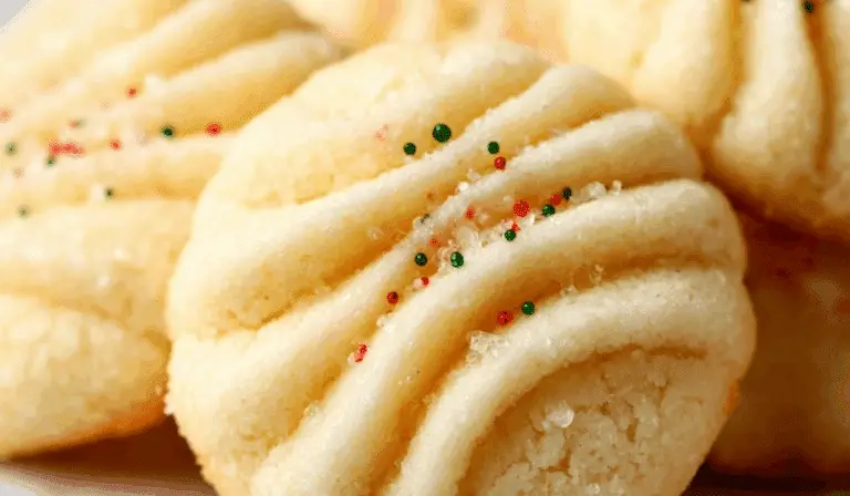 Whipped Shortbread Cookies Recipe on rustic tray