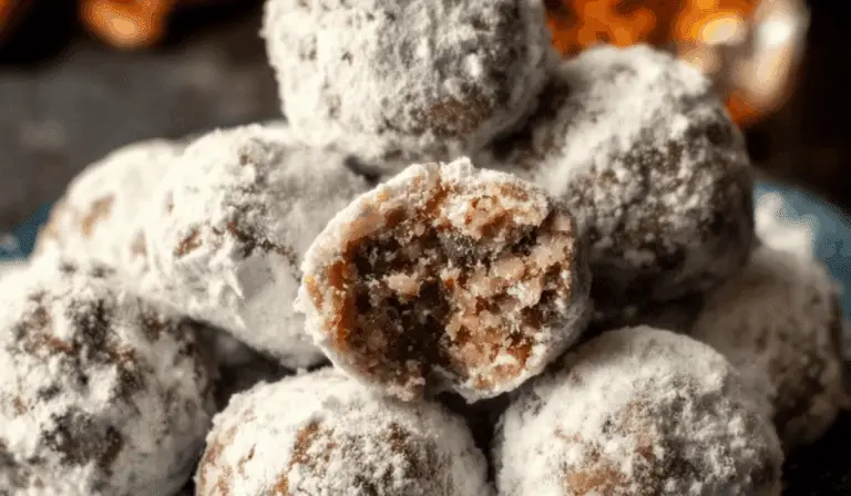 Old Fashioned Bourbon Balls on a holiday dessert tray