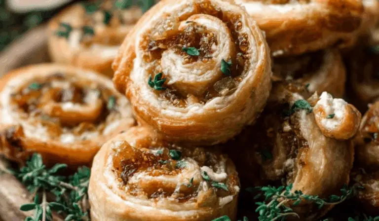 Fig and Goat Cheese Pinwheels on wooden board