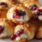Cranberry Cream Cheese Crescent Bites on holiday plate