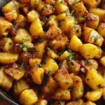 Crispy breakfast potatoes in cast iron skillet