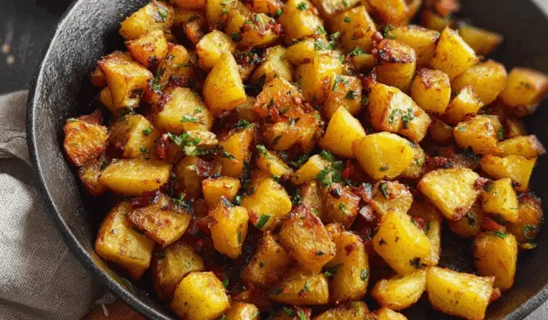 Crispy breakfast potatoes in cast iron skillet