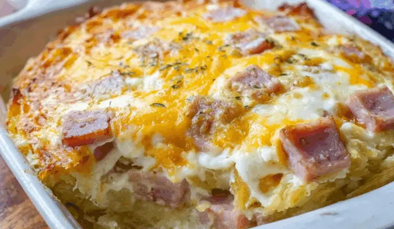Ham and Potato Breakfast Casserole freshly baked