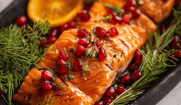 Christmas salmon festive table setting