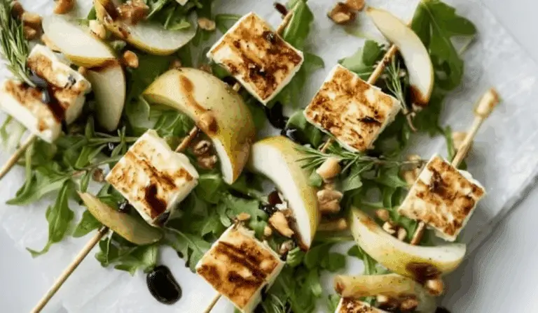 Pear & Brie Cheese Salad Skewers appetizer platter