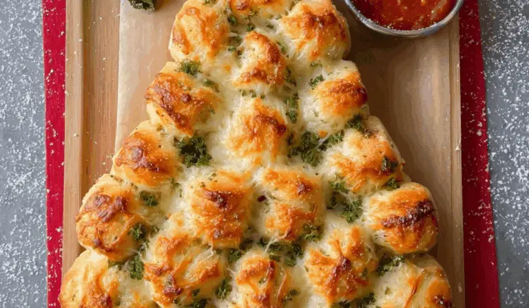 Cheesy Pull-Apart Christmas Tree Bread holiday appetizer
