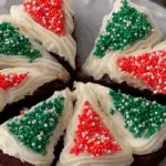 Frosted Christmas Brownies on holiday plate