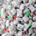 Christmas Puppy Chow in festive bowl