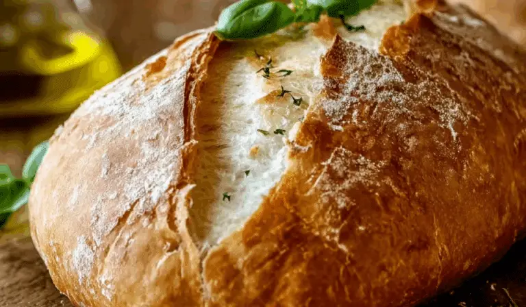 Crusty Italian Bread on Wooden Board