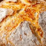 Dutch Oven No Knead Bread on rustic table