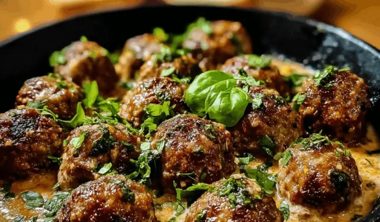 Marry Me Meatballs served in creamy sauce