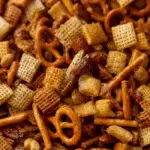 Homemade Chex Mix (Oven or Slow Cooker) in rustic bowl