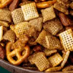 Extra Bold Savory Chex Mix in rustic bowl