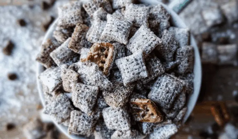Chex Mix Poppy Chow in bowl