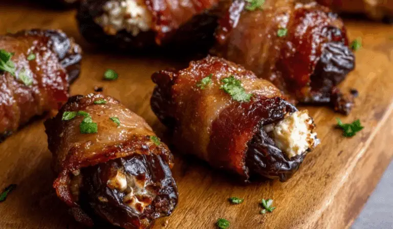 Bacon Wrapped Dates with Goat Cheese Appetizer