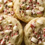 White Chocolate Peppermint Cookies on Christmas plate