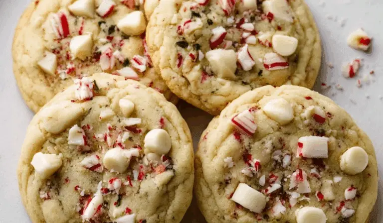 White Chocolate Peppermint Cookies on Christmas plate