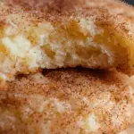 Soft Snickerdoodle Cookies fresh from oven on rustic table