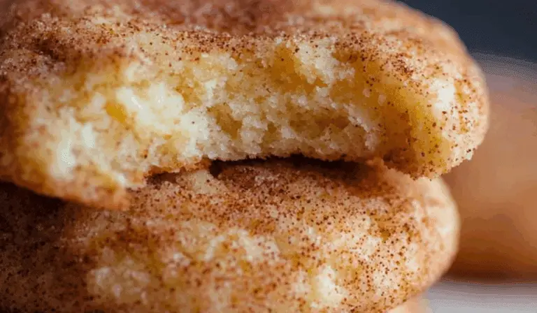 Soft Snickerdoodle Cookies fresh from oven on rustic table